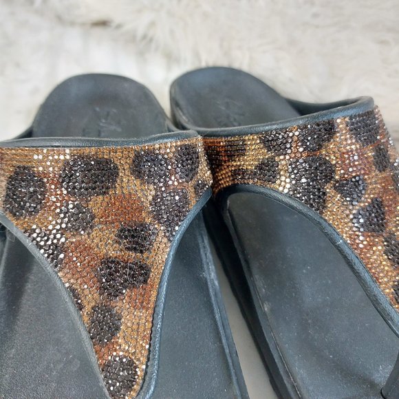 SKECHERS Woman's  Black Cali Gear Cali Breeze 2.0 Uproar Leopard Sandals 8M - Picture 4 of 6